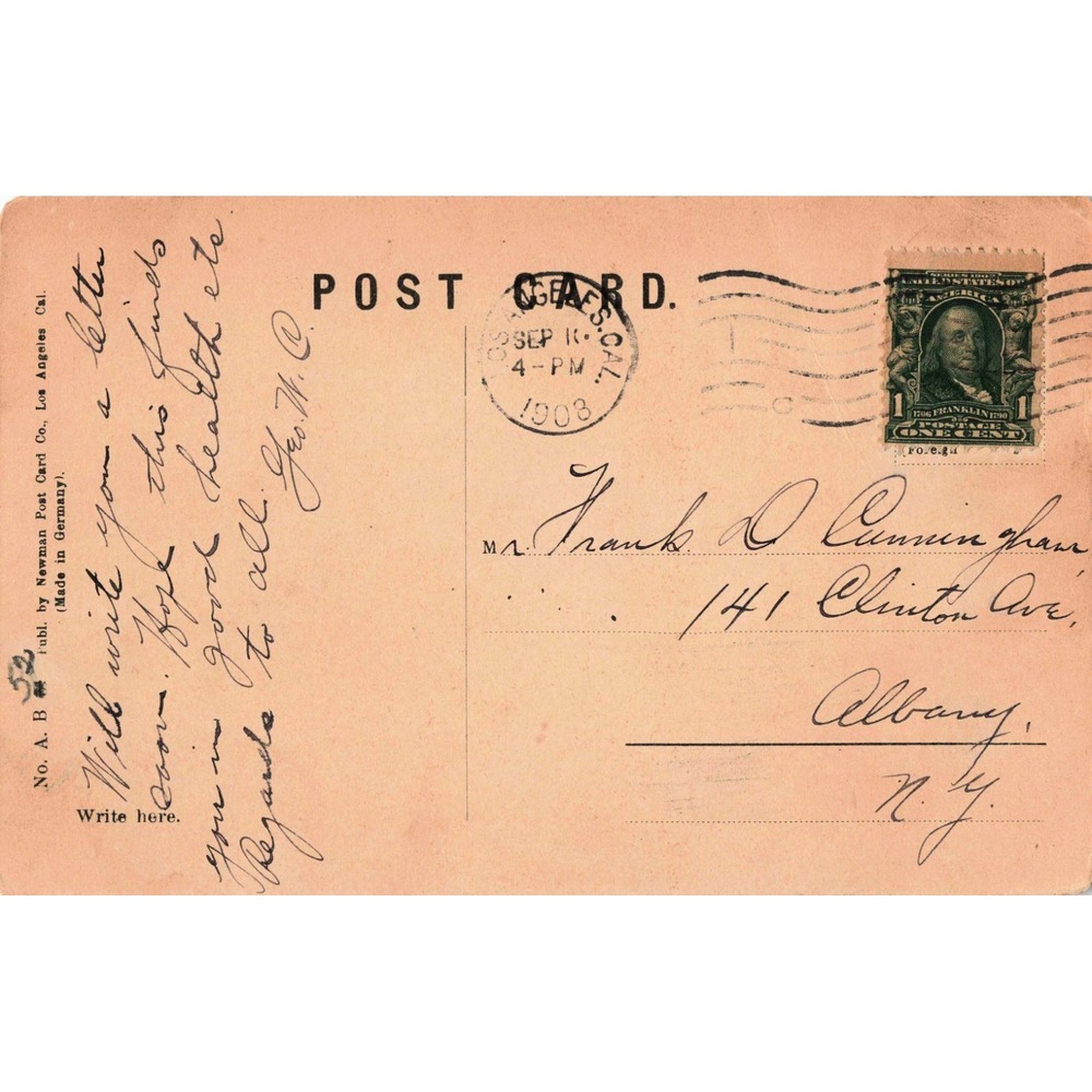 Vintage 1908 Picking Oranges in California Postcard Newman Post Card Co VG - Picture 2 of 2